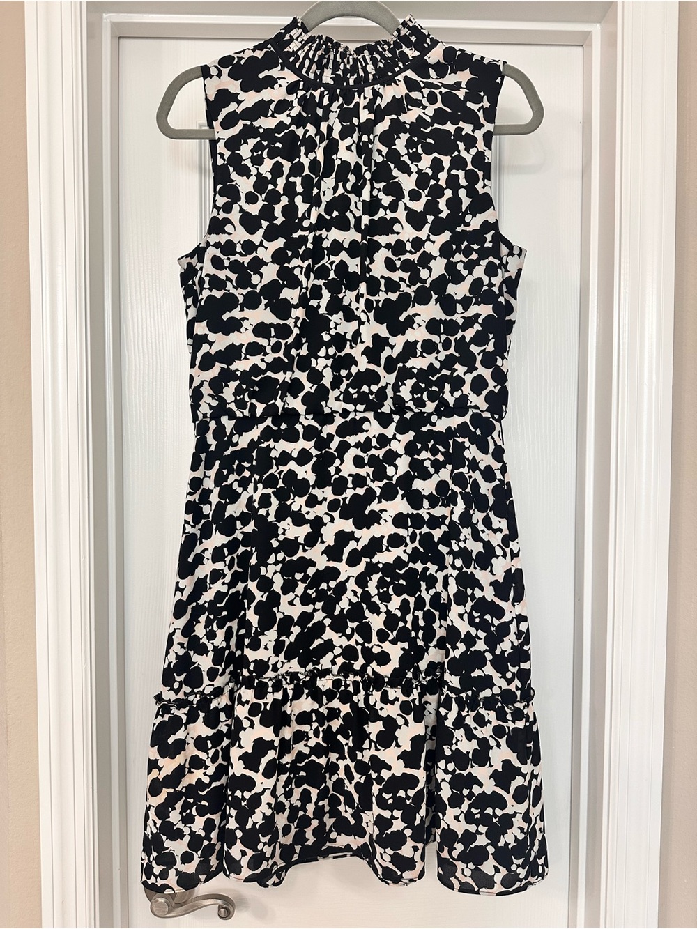 Karl Lagerfeld Black and Cream  Sleeveless Printed Dress